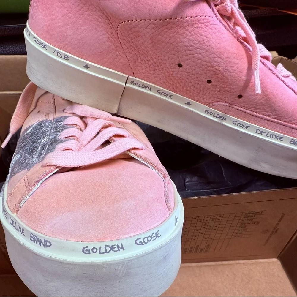 Golden Goose sz 7B Pink and Silver Sneakers NEW with Box - Picture 11 of 16